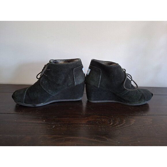 Toms Womens Desert Wedge in Black Suede/Pre-owned, 7.5 - Picture 2 of 9